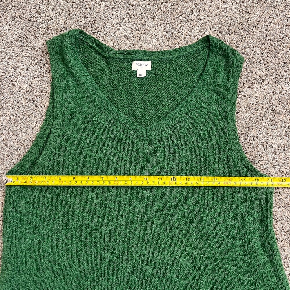 J.Crew Bouclé Textured V-Neck Sweater Tank Green Large - Picture 4 of 8